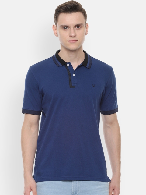 

Allen Solly Men Navy Blue Solid Polo Collar T-shirt