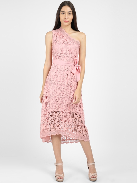 

COVER STORY Women Self Design Pink Fit and Flare Dress