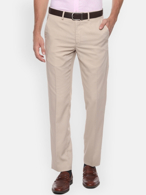 

Van Heusen Men Beige Slim Fit Self Design Regular Trousers