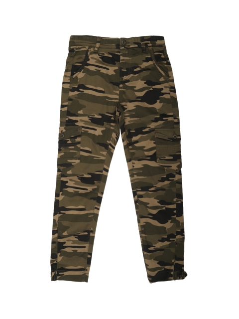 

Allen Solly Junior Boys Olive Green & Black Regular Fit Printed Regular Trousers