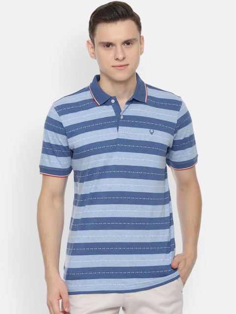 

Allen Solly Men Blue Striped Polo Collar T-shirt