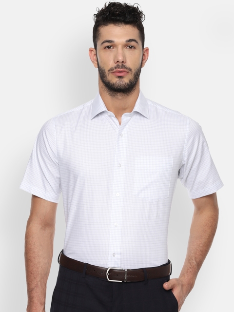 

Van Heusen Men White & Blue Regular Fit Checked Formal Shirt