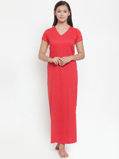 

Claura Red Printed Nightdress