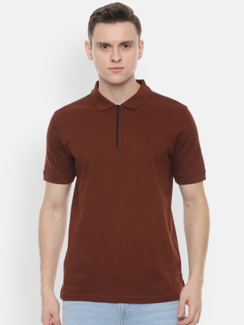 

Allen Solly Men Rust Brown Solid Polo Collar T-shirt