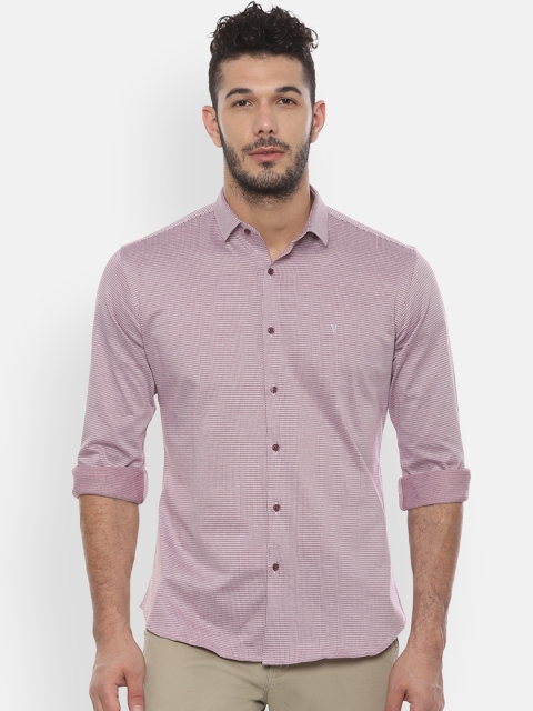 

V Dot Men Magenta & White Slim Fit Self Design Casual Shirt