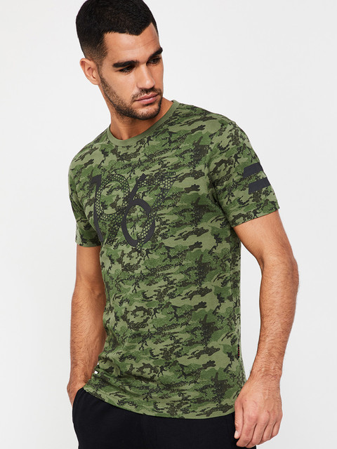 

Kappa Men Green Printed Round Neck T-shirt