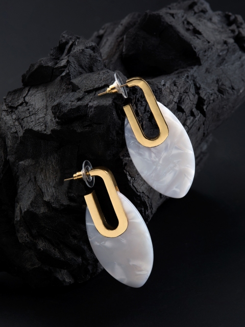 

E2O Grey & Gold-Plated Oval Drop Earrings