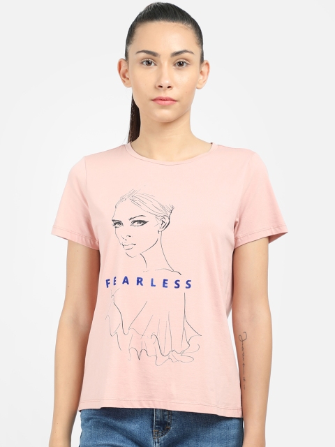 

COVER STORY Women Pink Printed Round Neck T-shirt