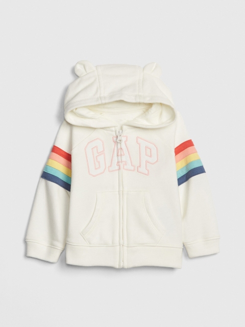 

GAP Boys Cream-Coloured Embroidered Hooded Sweatshirt