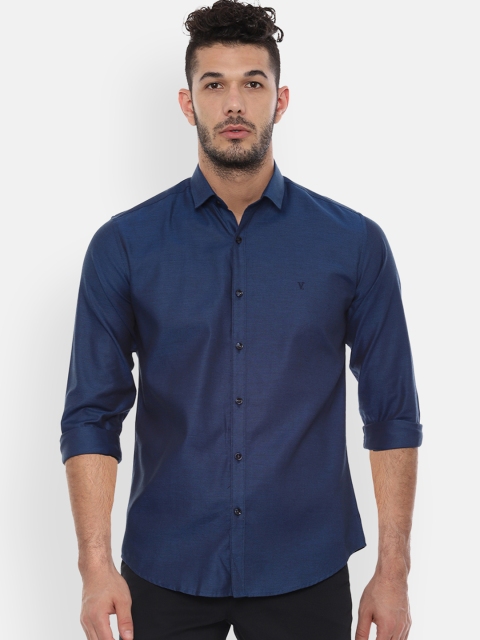 

V Dot Men Navy Blue Slim Fit Solid Casual Shirt