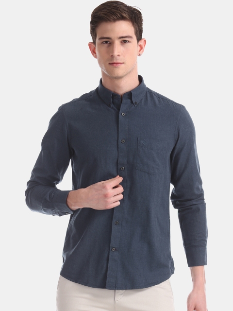 

Arrow Men Navy Blue Slim Fit Self Design Casual Shirt