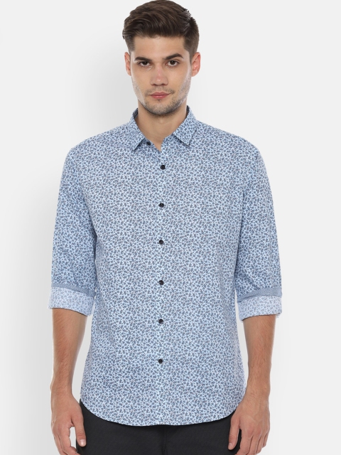 

V Dot Men Blue Slim Fit Printed Casual Shirt