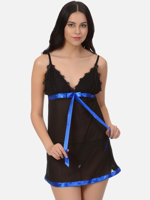 

mod & shy Black Solid Mesh Baby Doll MSN01 MSN01