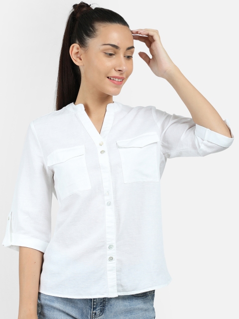 

COVER STORY Women White Regular Fit Solid Casual Shirt