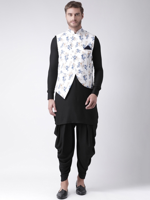 

DEYANN Men White & Black Kurta Set