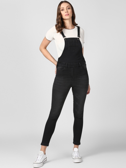 

StyleStone Women Black Solid Slim Fit Denim Dungaree