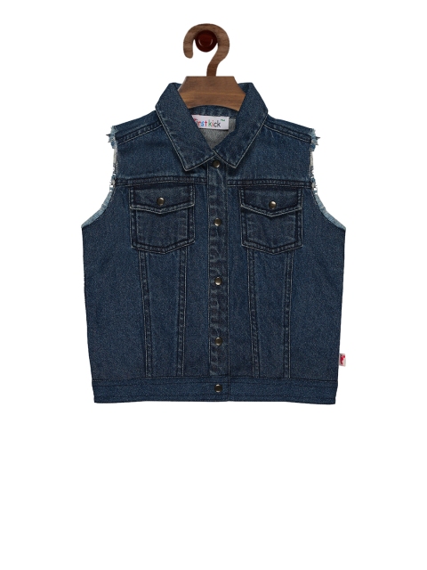 

First Kick Girls Blue Solid Denim Jacket