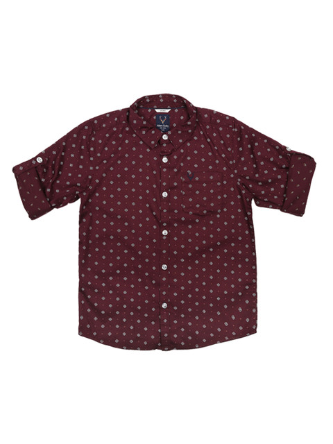 

Allen Solly Junior Boys Maroon & Off-White Regular Fit Printed Casual Shirt