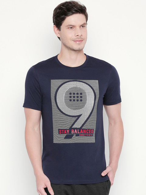 

Ajile by Pantaloons Men Navy Blue Printed Round Neck T-shirt