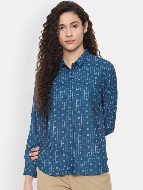 

Allen Solly Woman Women Blue Regular Fit Printed Casual Shirt