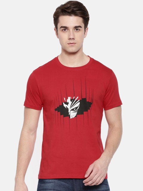 

Bushirt Men Red Printed Round Neck T-shirt