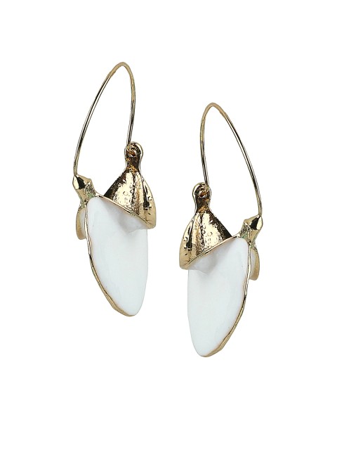 

Kazo White & Gold-Toned Contemporary Drop Earrings