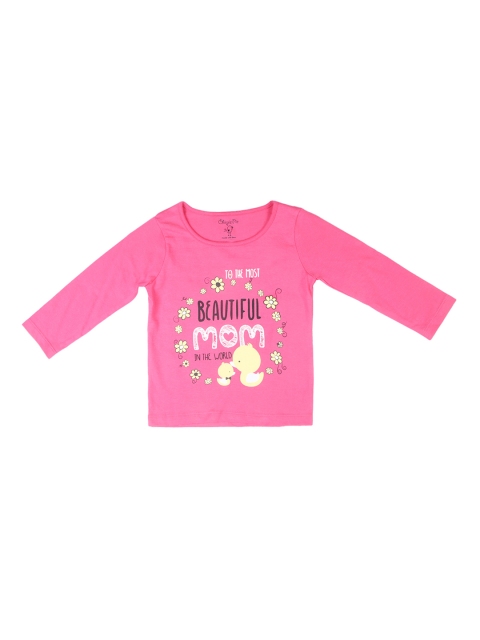 

Chirpie Pie by Pantaloons Girls Pink Printed Round Neck Pure Cotton T-shirt