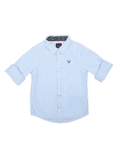 

Allen Solly Junior Boys Blue & White Regular Fit Striped Casual Shirt
