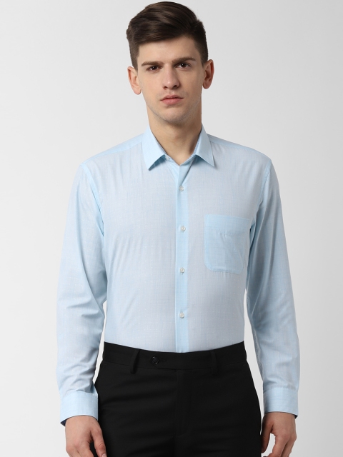 Peter England Men Blue Regular Fit Solid Formal Shirt