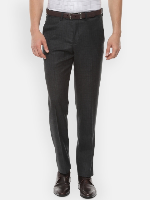

Van Heusen Men Charcoal Grey Regular Fit Solid Regular Trousers