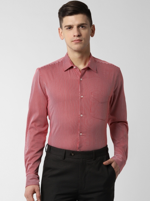 

Peter England Men Red & White Slim Fit Striped Formal Shirt