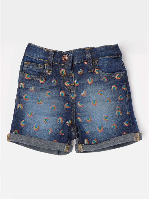 

Juniors by Lifestyle Girls Blue Printed Regular Fit Denim Shorts
