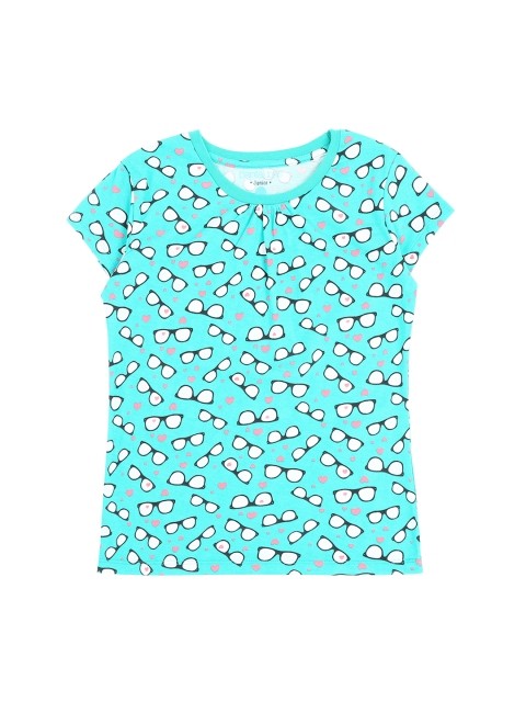 

POPPERS by Pantaloons Girls Green Printed Round Neck Pure Cotton T-shirt