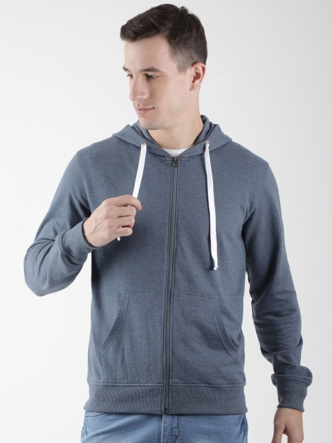 Club York Men Navy Blue Solid Hooded Sweatshirt