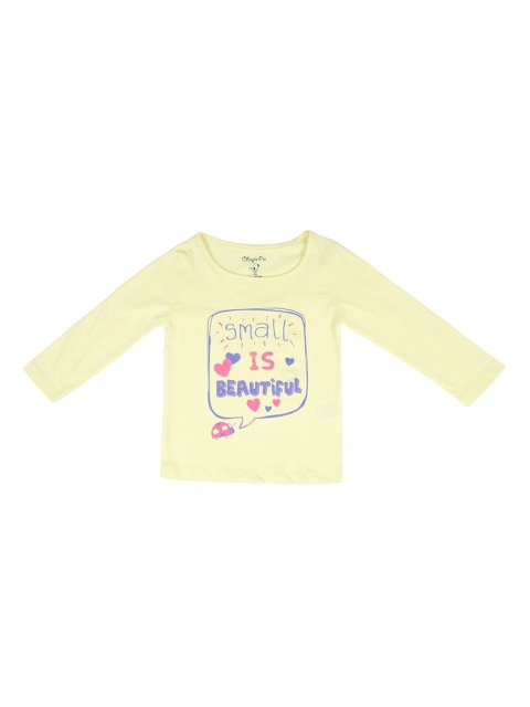 

Chirpie Pie by Pantaloons Girls Yellow Printed Round Neck Pure Cotton T-shirt