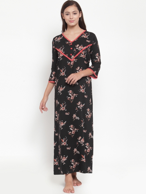 

Claura Black & Brown Printed Nightdress