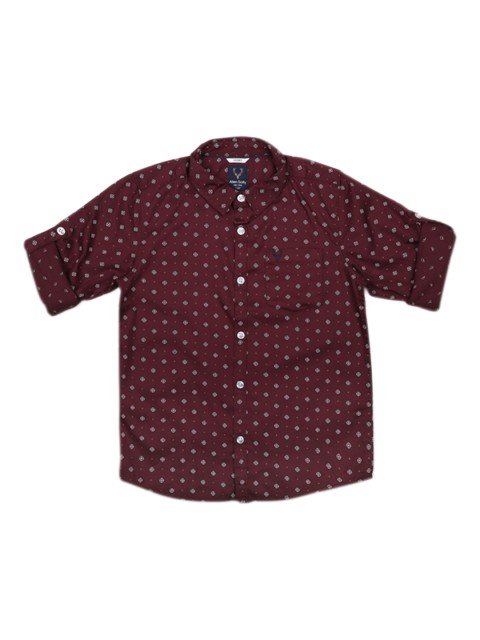

Allen Solly Junior Boys Maroon Regular Fit Printed Casual Shirt