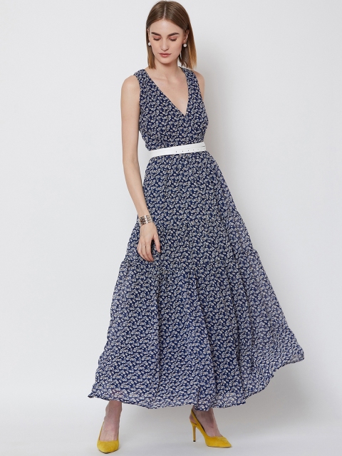 

Nun Women Blue & White Floral Printed Maxi Dress