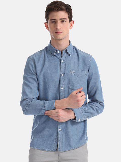 

Arrow Sport Men Blue Slim Fit Self Design Casual Shirt