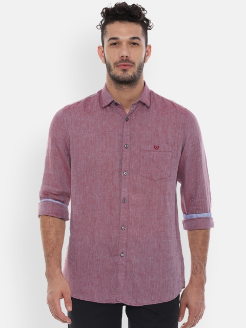 

Van Heusen Sport Men Maroon Slim Fit Solid Linen Casual Shirt