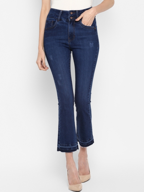 

FOSH Women Blue Flared Mid-Rise Low Distress Jeans