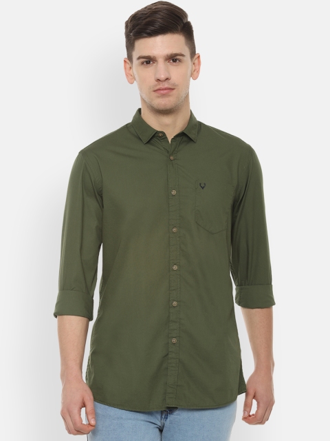 

Solly Jeans Co. Men Olive Green Regular Fit Solid Casual Shirt