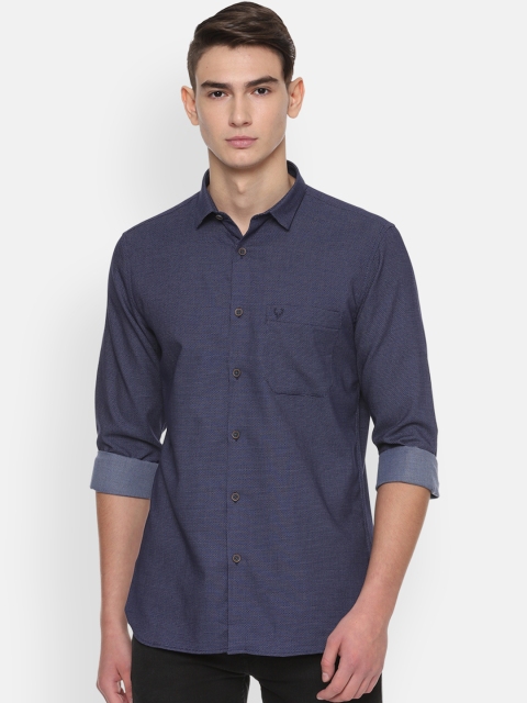 

Allen Solly Men Navy Blue Slim Fit Self Design Casual Shirt