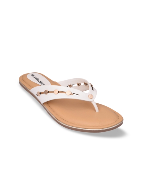 

pelle albero Women White Solid T-Strap Flats