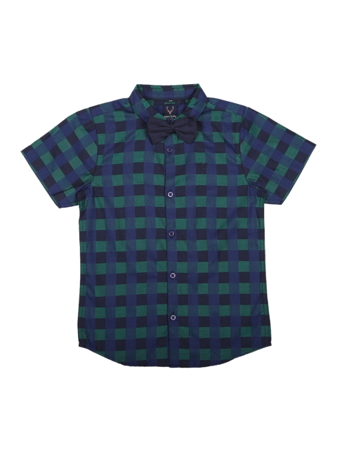 

Allen Solly Junior Boys Navy Blue & Green Regular Fit Checked Casual Shirt