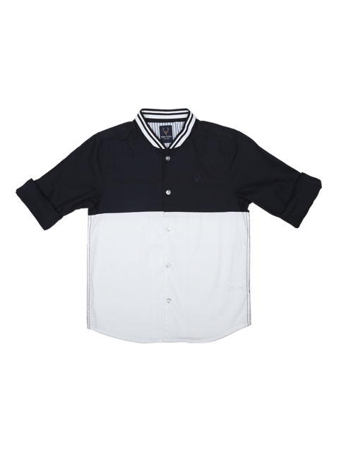 

Allen Solly Junior Boys White & Black Regular Fit Colourblocked Casual Shirt
