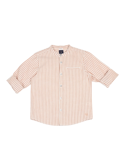 

Allen Solly Junior Boys Beige & Off-White Regular Fit Striped Casual Shirt