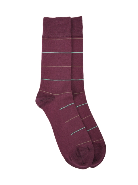 

Park Avenue Men Red Striped Calf Length Socks