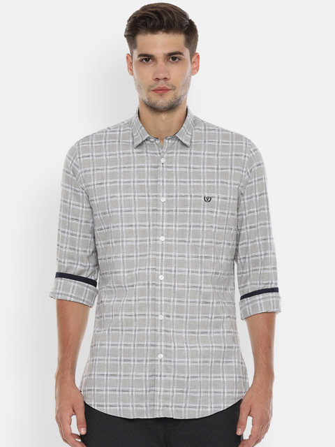 

Van Heusen Sport Men Grey & Black Slim Fit Checked Casual Shirt