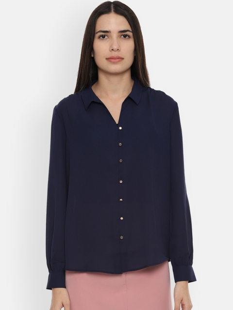 

Van Heusen Woman Navy Blue Regular Fit Solid Casual Shirt